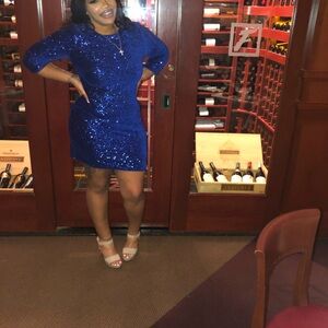 Elegant Blue Sequin Dress